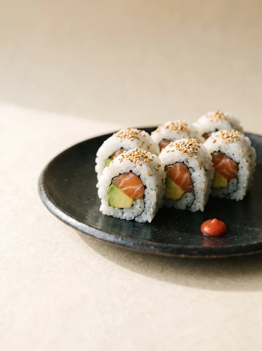 Maki-Rollen mit Lachs und Avocado
