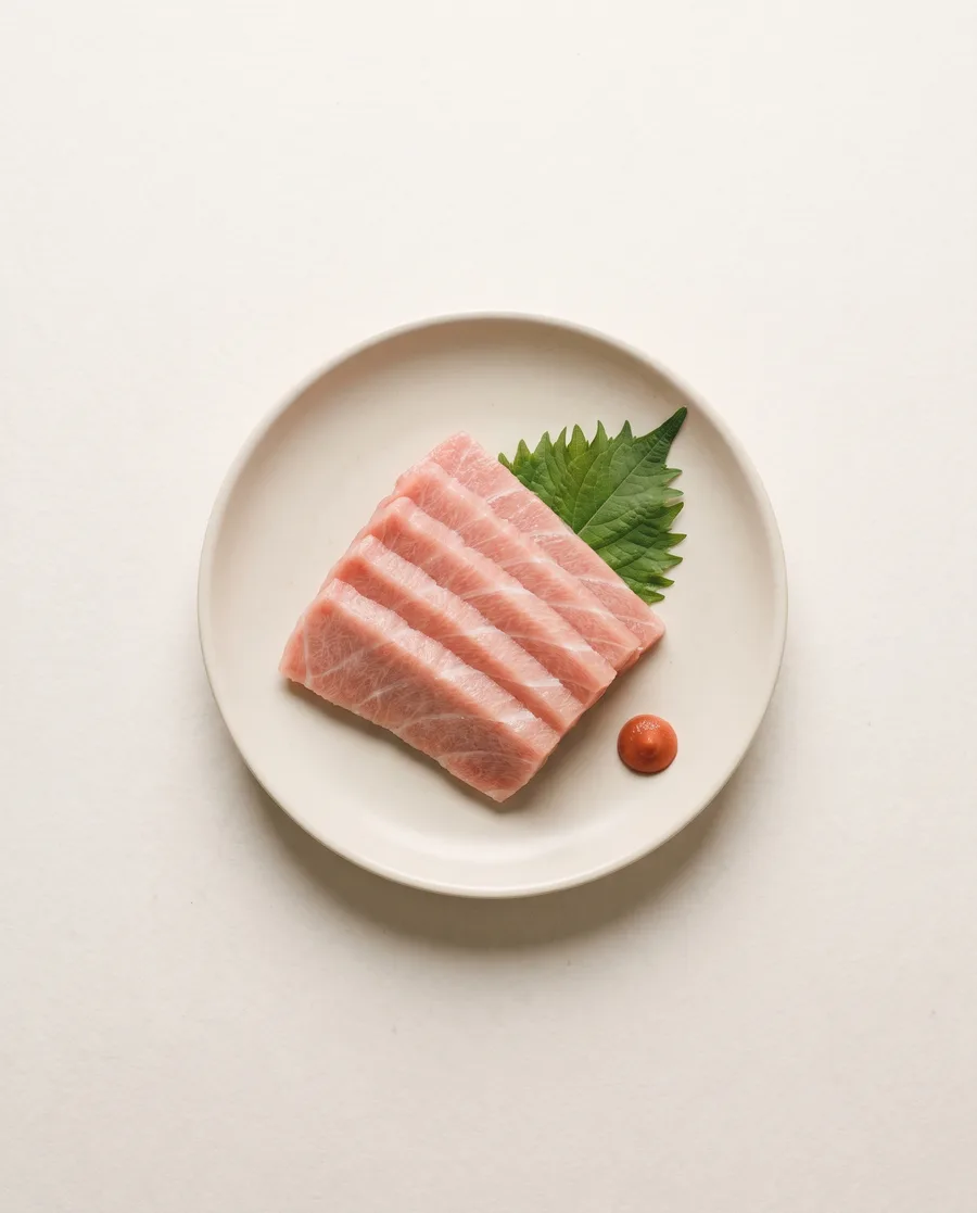 Sashimi mit einem Shiso-Blatt